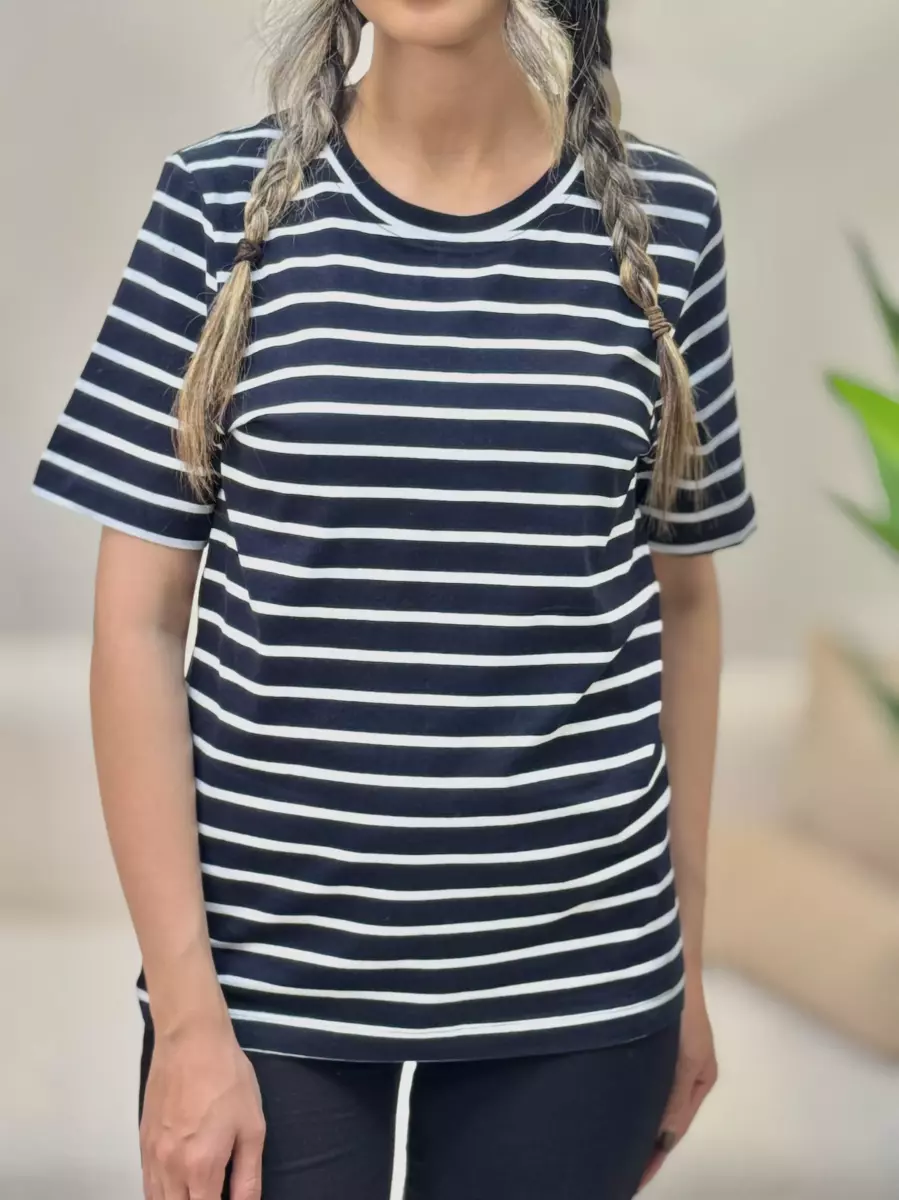 تیشرت راه راه(سرمه ای/سفید)