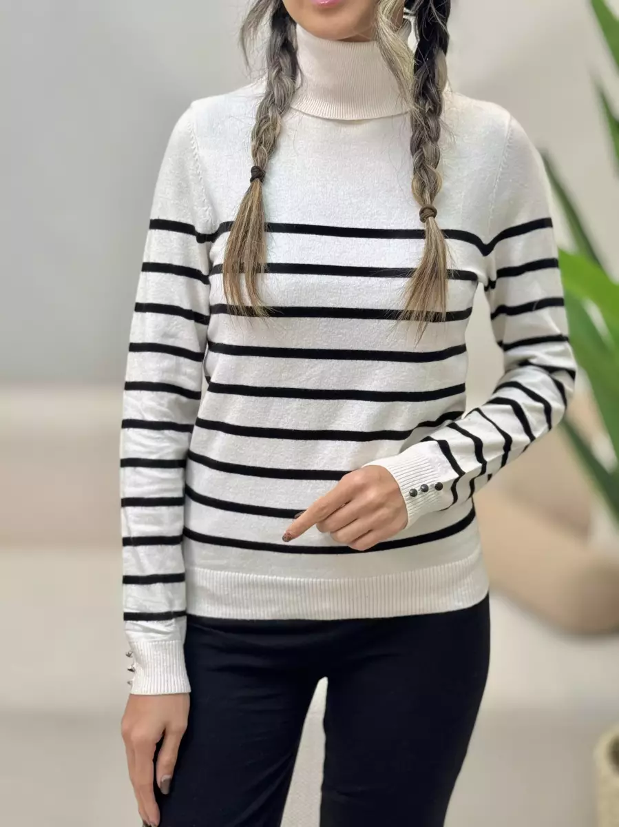 بافت راه راه آستین دکمه