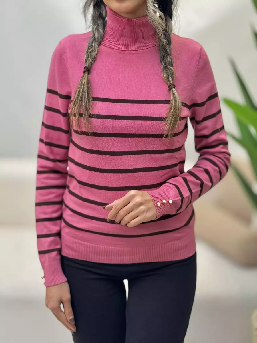 بافت راه راه آستین دکمه