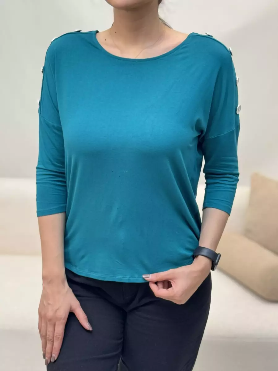 بلوز ویسکوزسرشانه دکمه