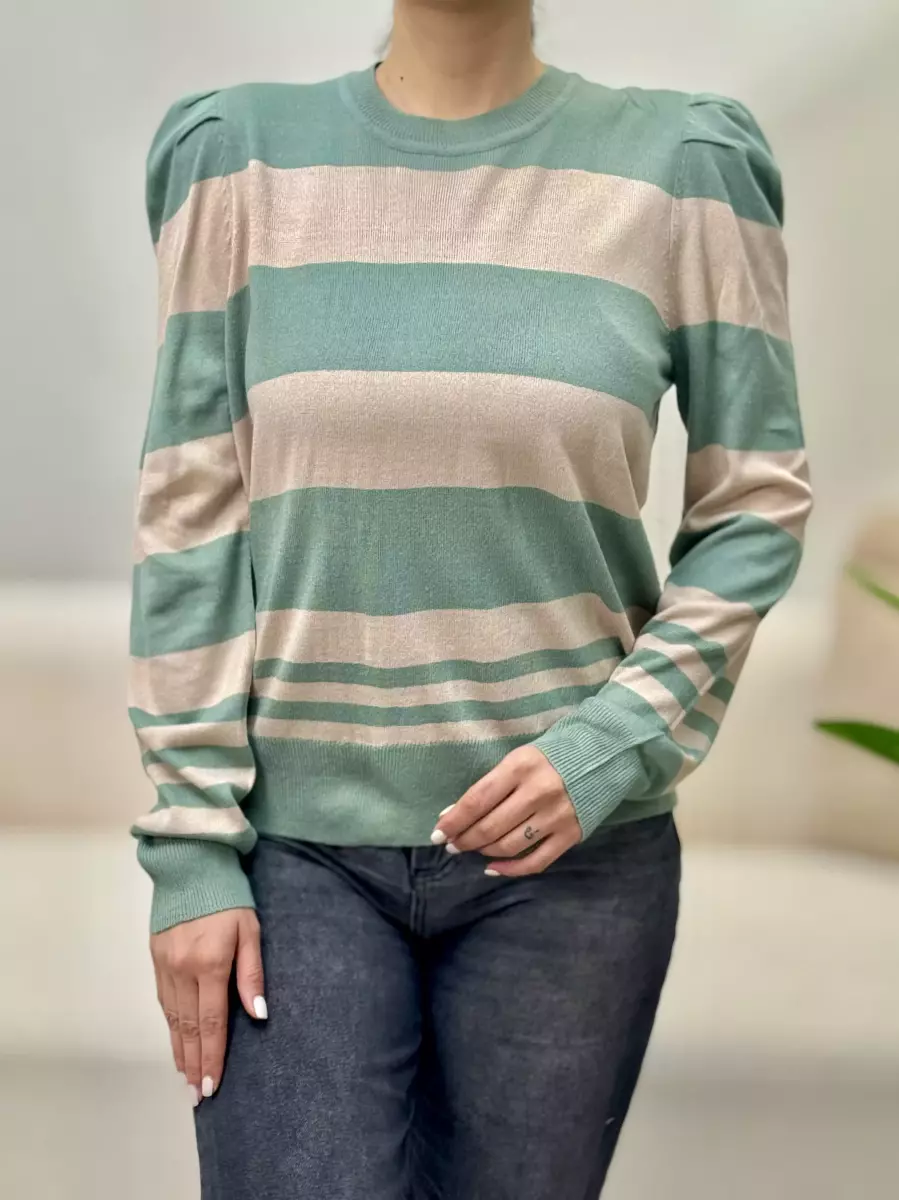 بافت راه راه سبزوکرم لورا