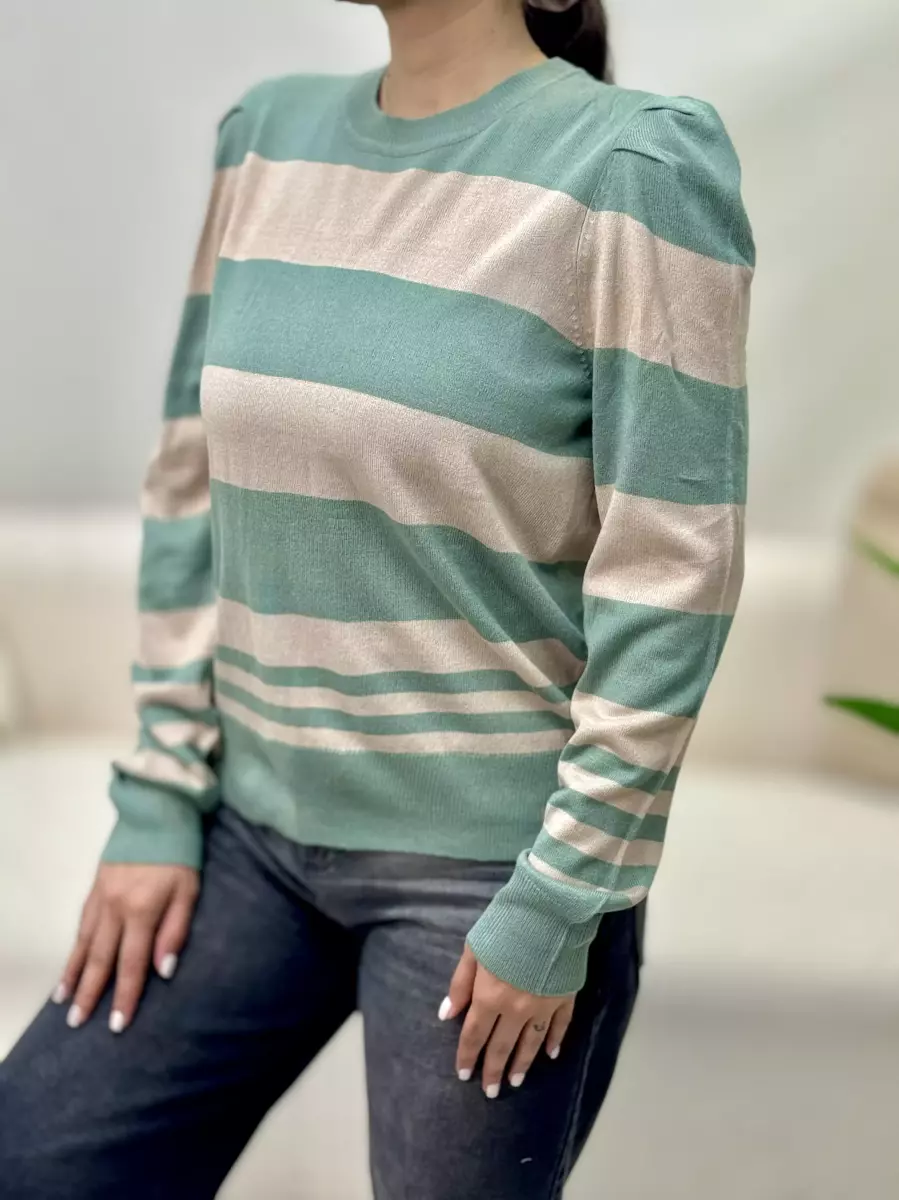 بافت راه راه سبزوکرم لورا