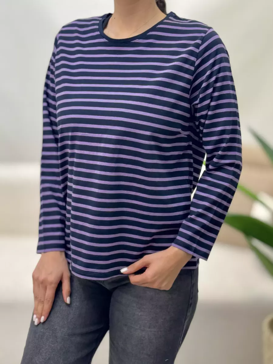 بلوز آستین بلند راه راه بنفش