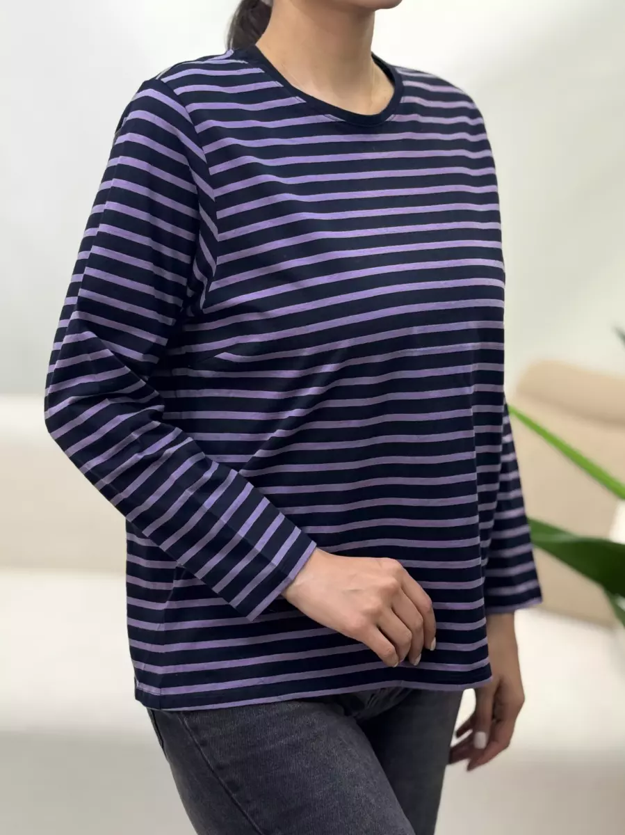 بلوز آستین بلند راه راه بنفش