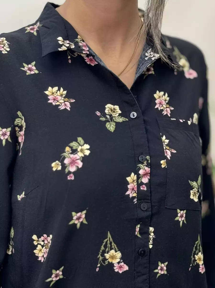 شومیز مشکی گل دار sinsay