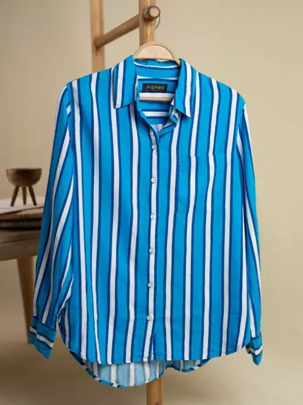 شومیز راه راه آبی