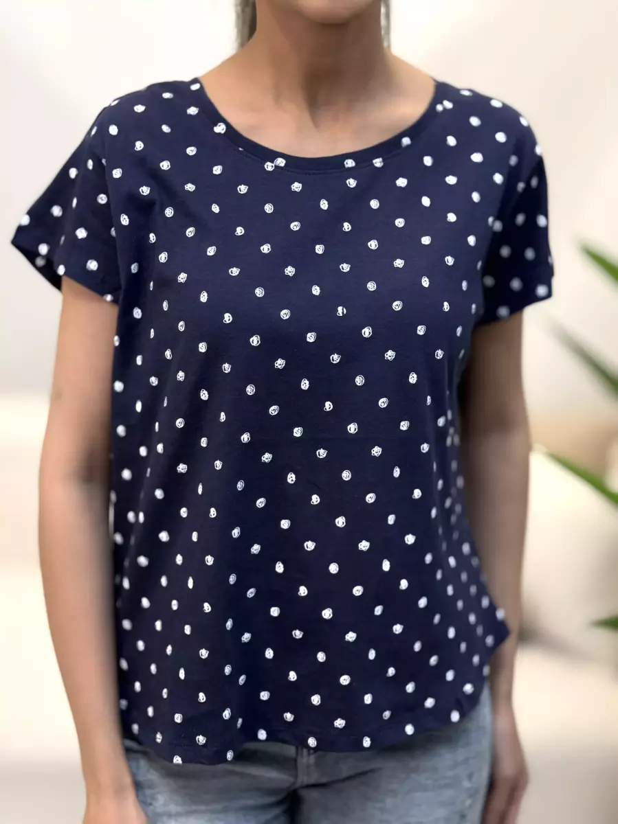 تیشرت سرمه ای طرح دار مانا