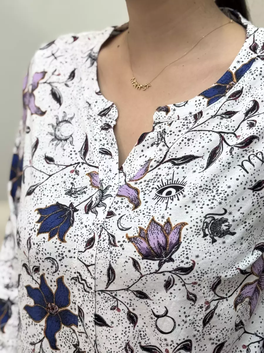 بلوز آستین بلند طرح گل