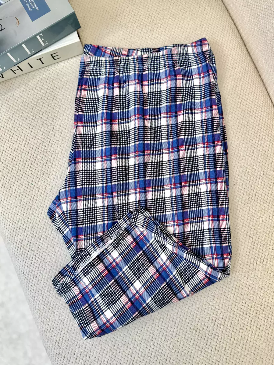 شلوارک چهارخانه آبی