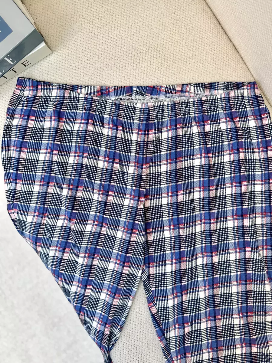 شلوارک چهارخانه آبی