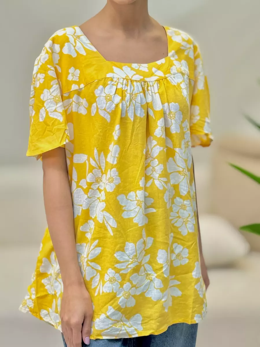 شومیز لینن یقه خشتی