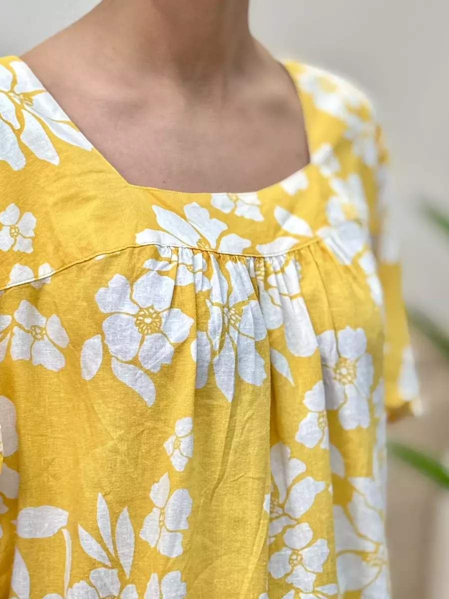 شومیز لینن یقه خشتی