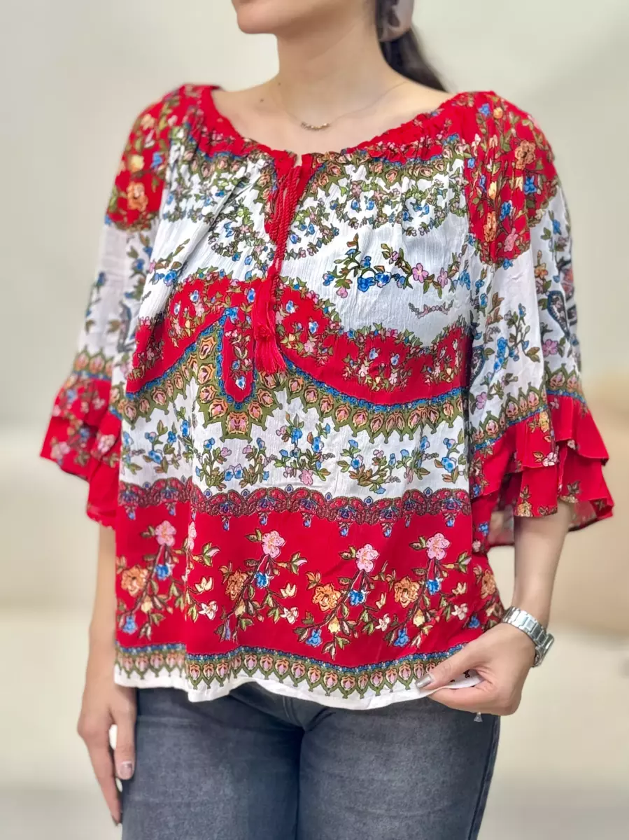 شومیز bila طرحدار قرمز