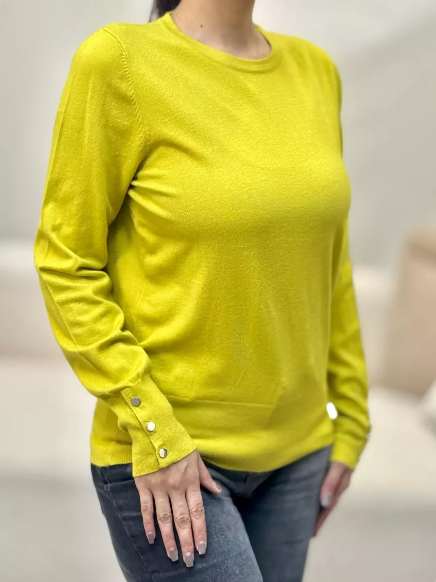 بافت یقه گرد آستین دکمه