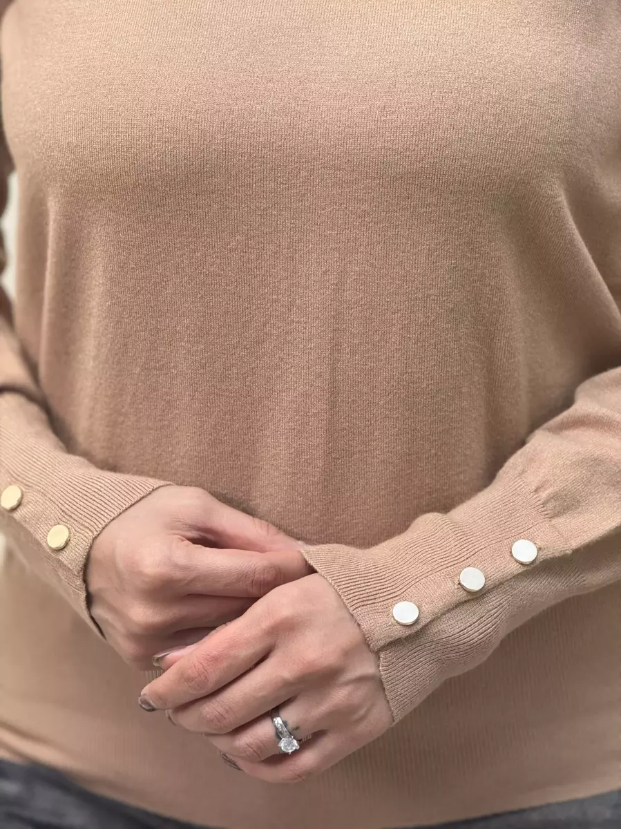 بافت یقه گرد آستین دکمه