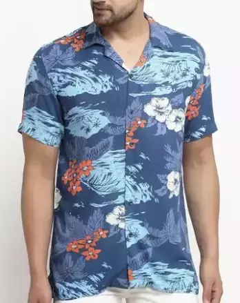 پیراهن مردانه آبی طرحدار