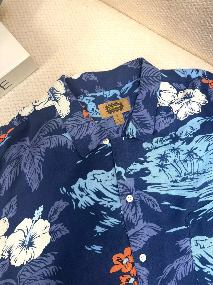 پیراهن مردانه آبی طرحدار