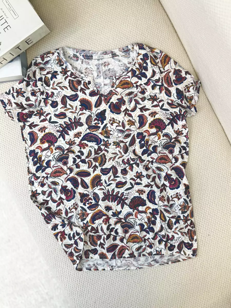 تیشرت آستین کوتاه گلدار سیسیل