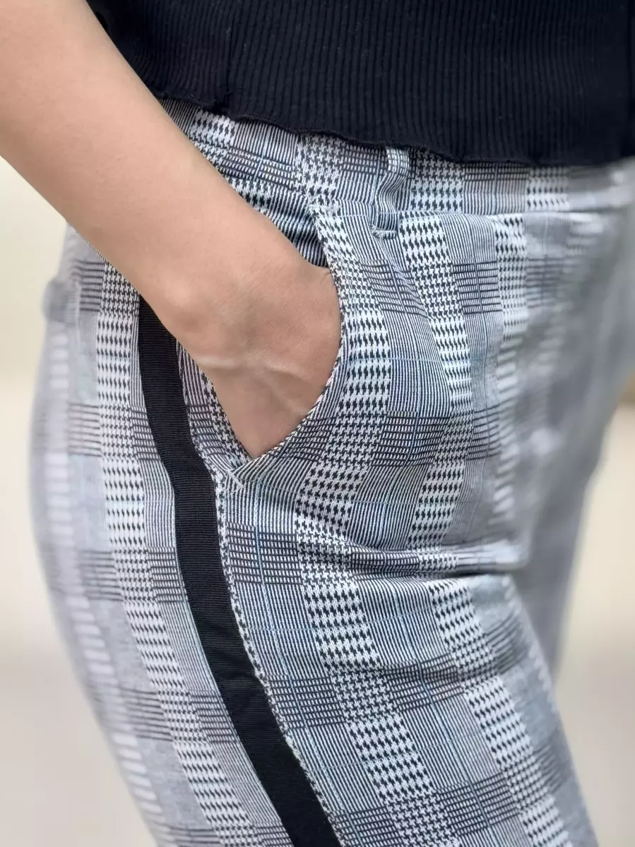 شلوار طوسی چهارخانه up2