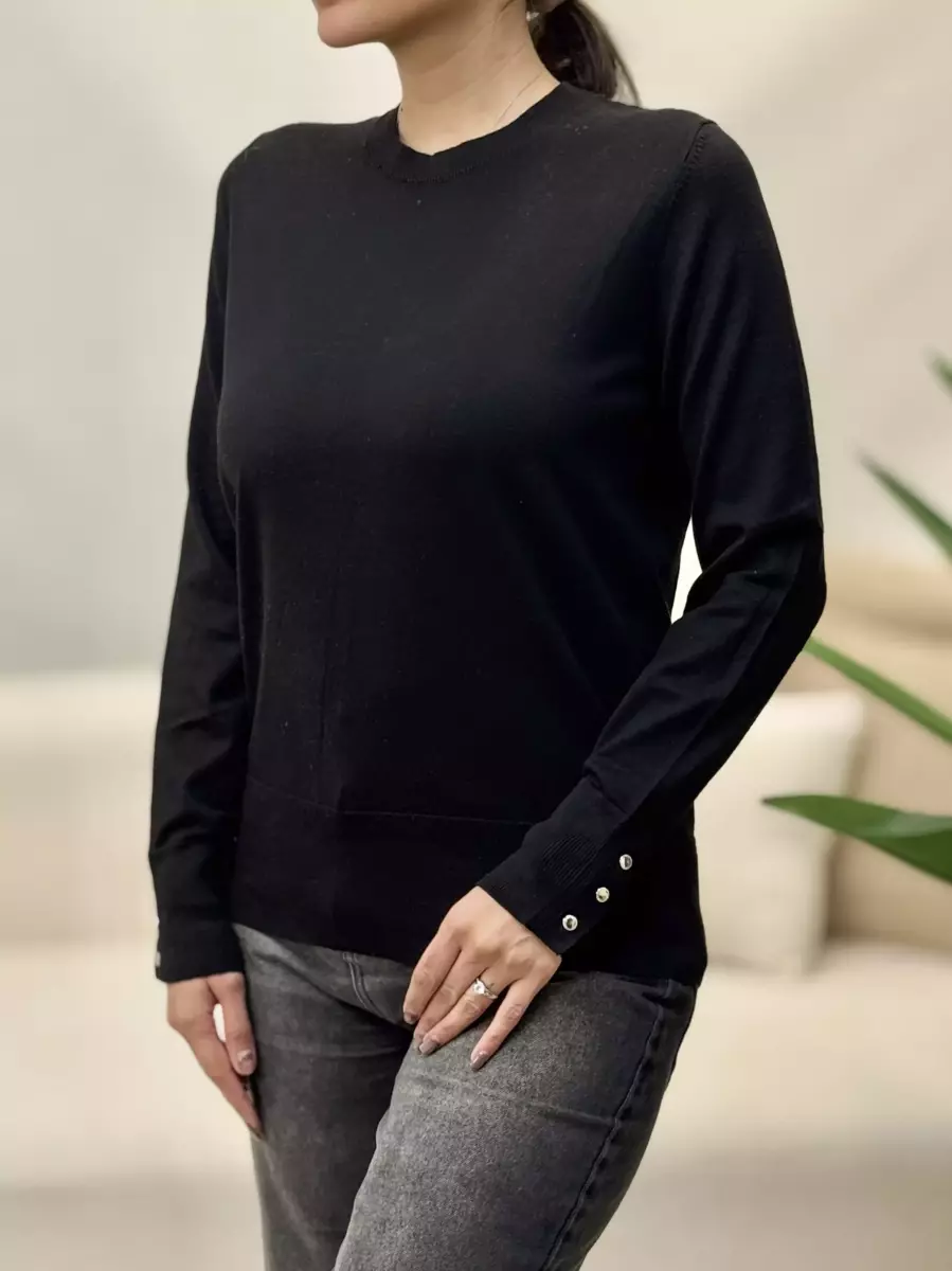 بافت آستین دکمه زارا مشکی