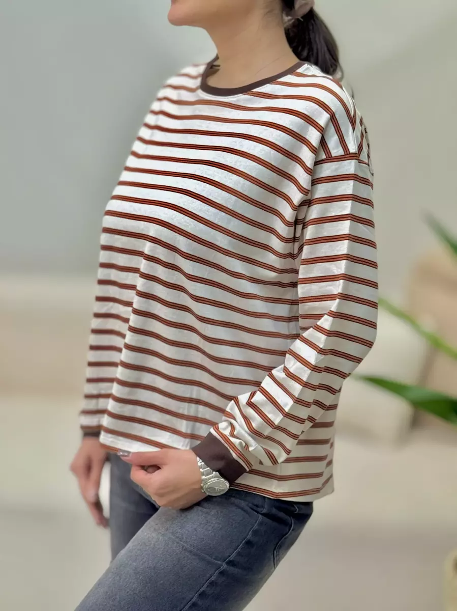 تیشرت راه راه آجریamerican