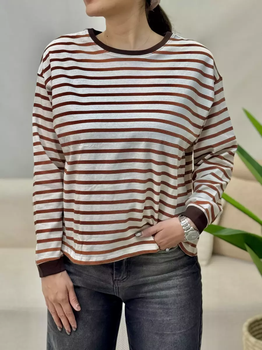 تیشرت راه راه آجریamerican