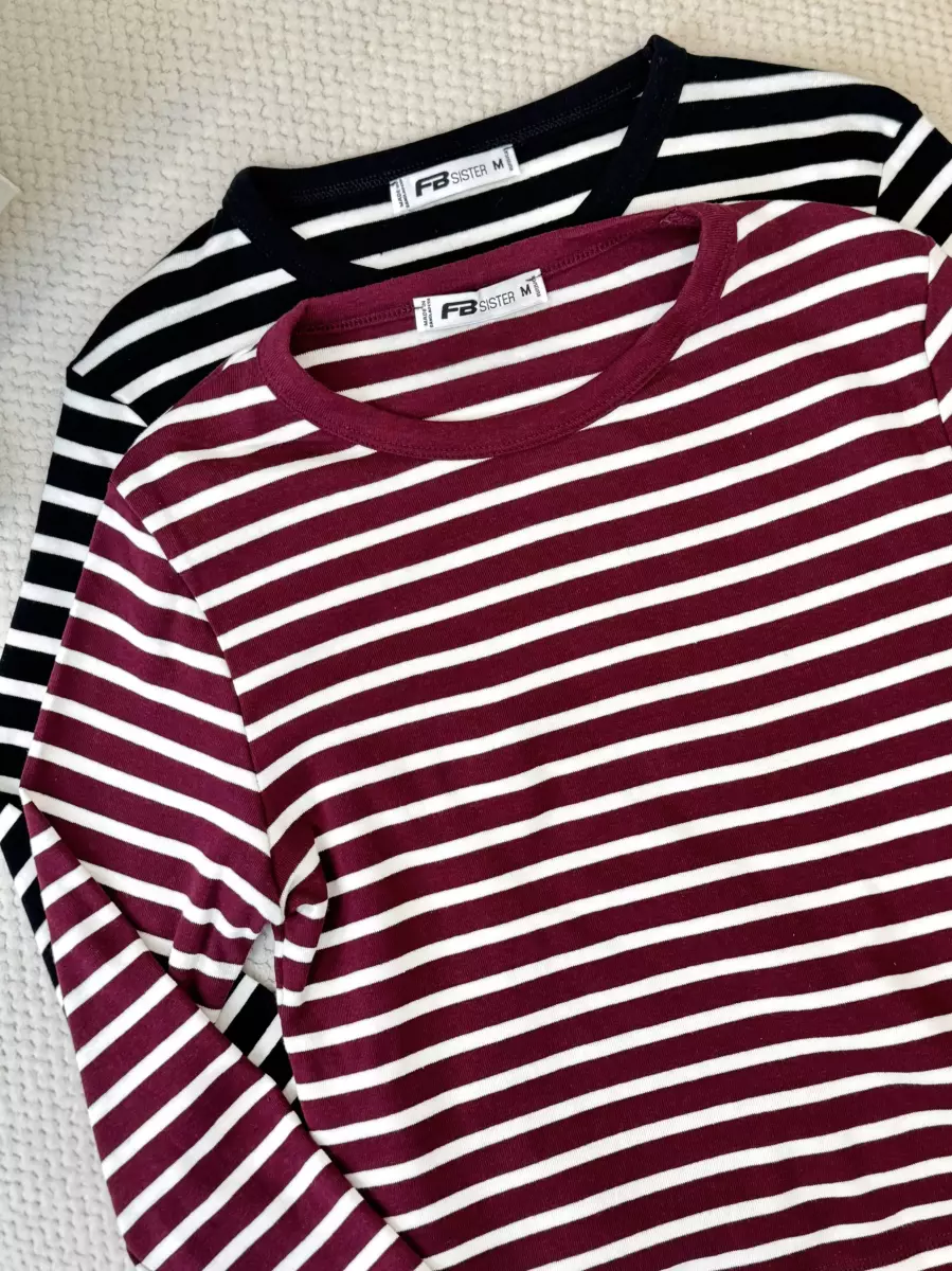 تیشرت کراپ راه راه fb