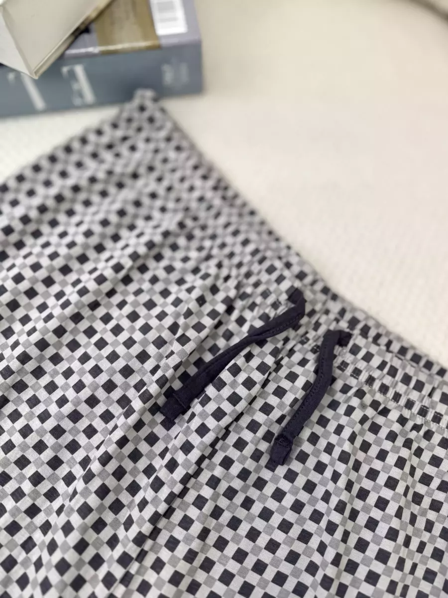 شلوار راحتی چهارخانه طوسی