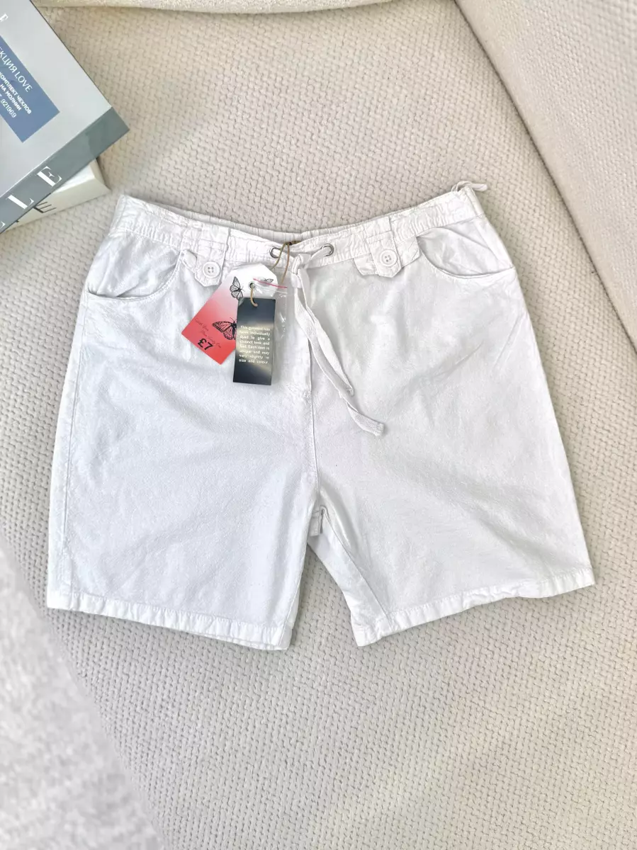 شلوارک لینن سفید