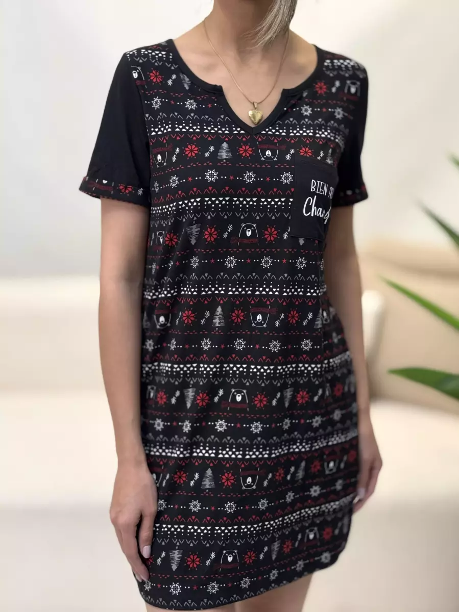 تونیک رنه رووف (مشکی طرحدار-چهارخونه قرمز)