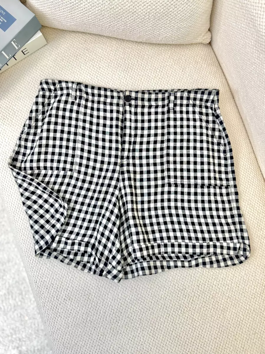 شلوارک لینن چهارخونه