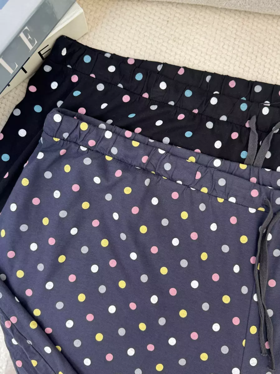 شلوارک خال خالی (مشکی و طوسی)