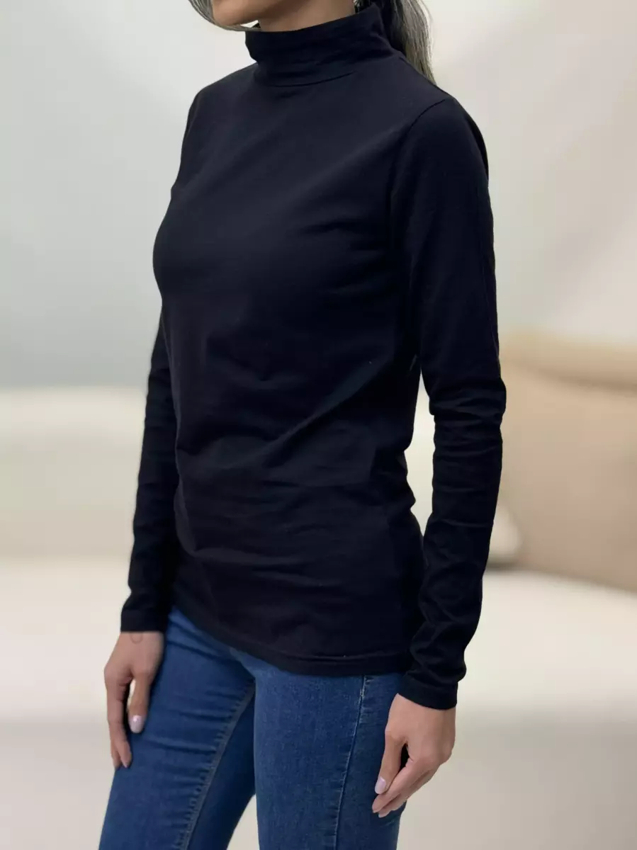 بلوز آستین بلند مشکی یقه 3سانت