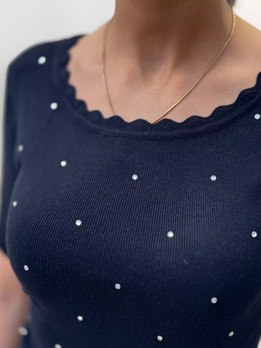 بافت یقه دالبر نگین دار