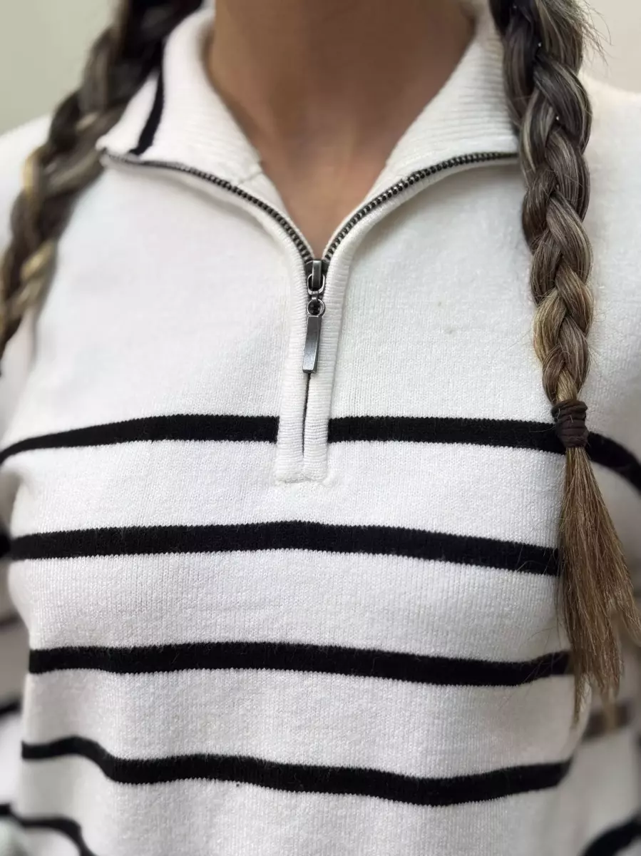 سویشرت نیم زیر راه راه