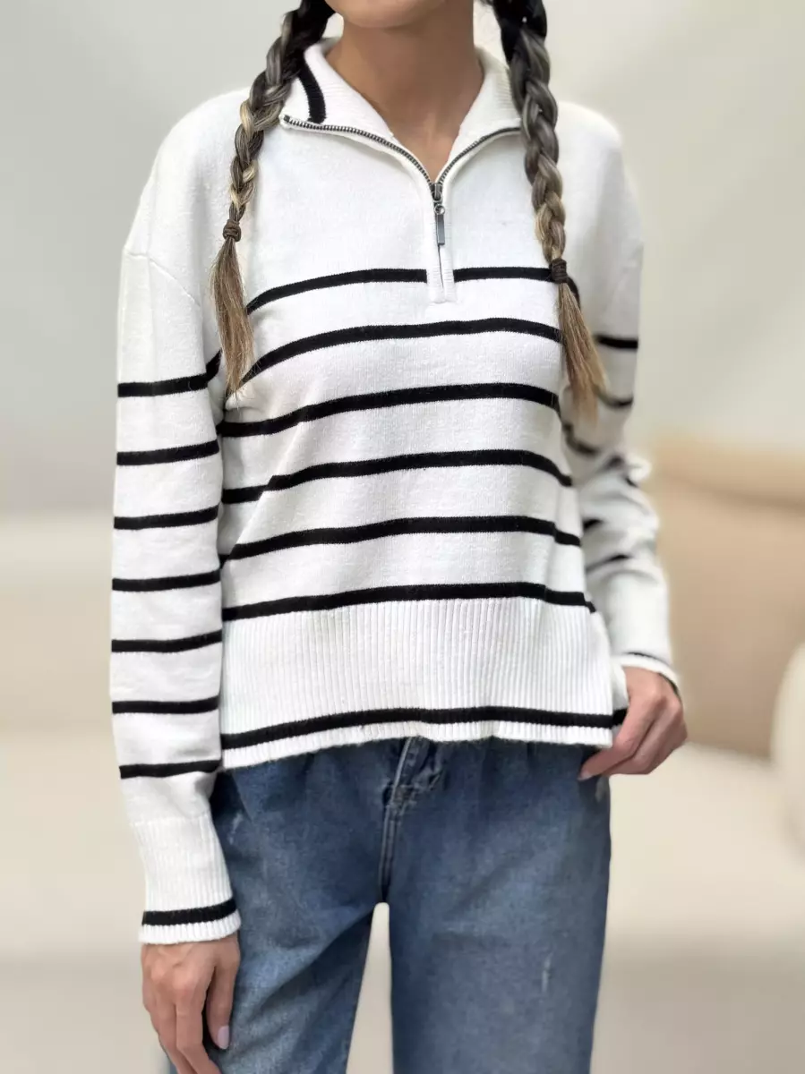 سویشرت نیم زیر راه راه