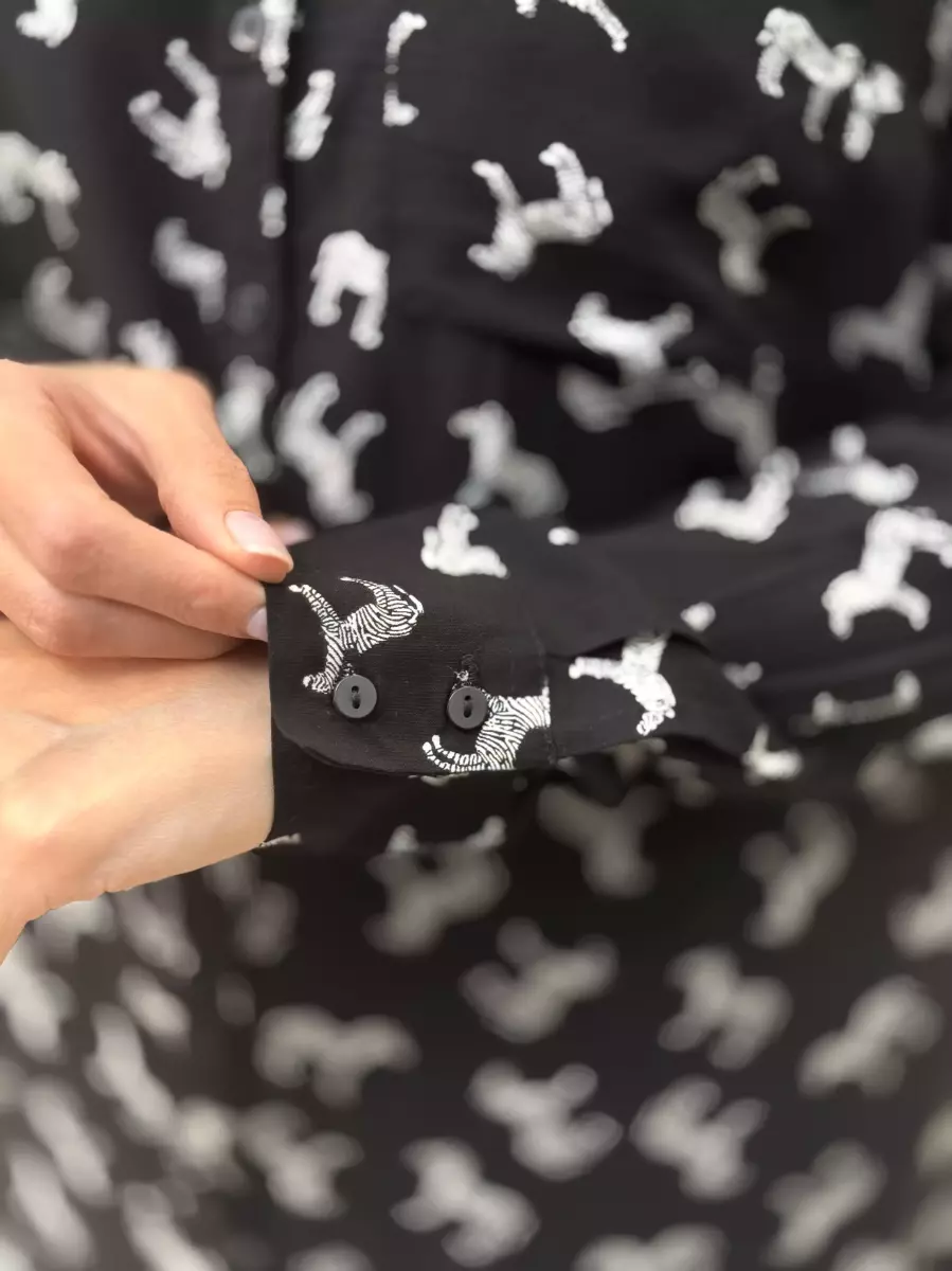 شومیز مشکی طرح گورخر