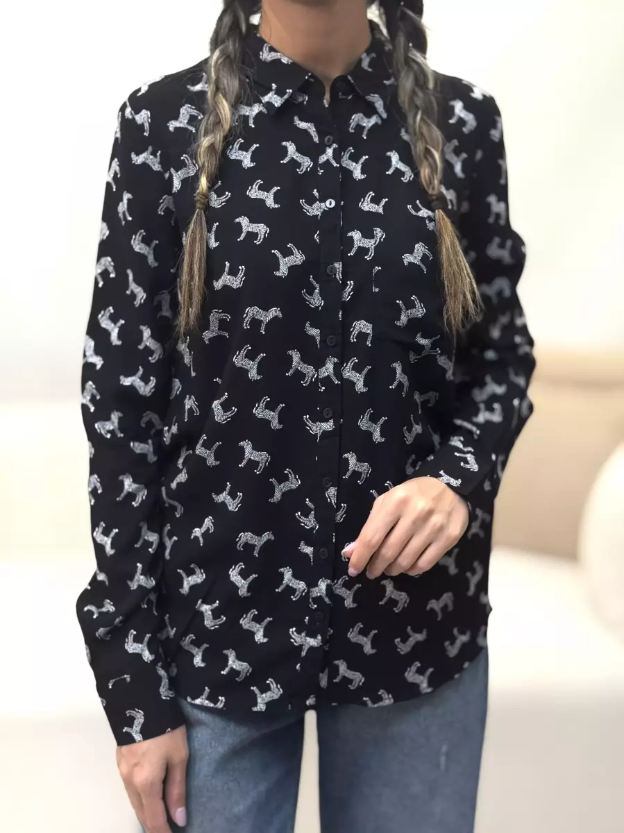 شومیز مشکی طرح گورخر