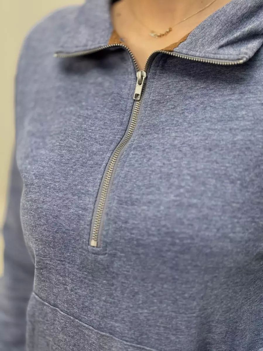 هودی نیم زیپ آبی gina