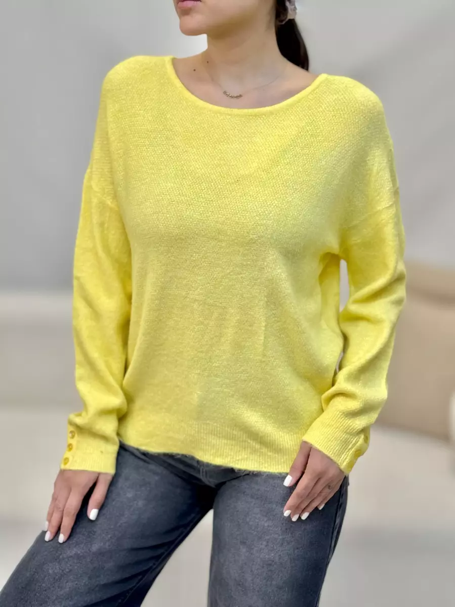 بافت آستین دکمه زرد و نارنجی