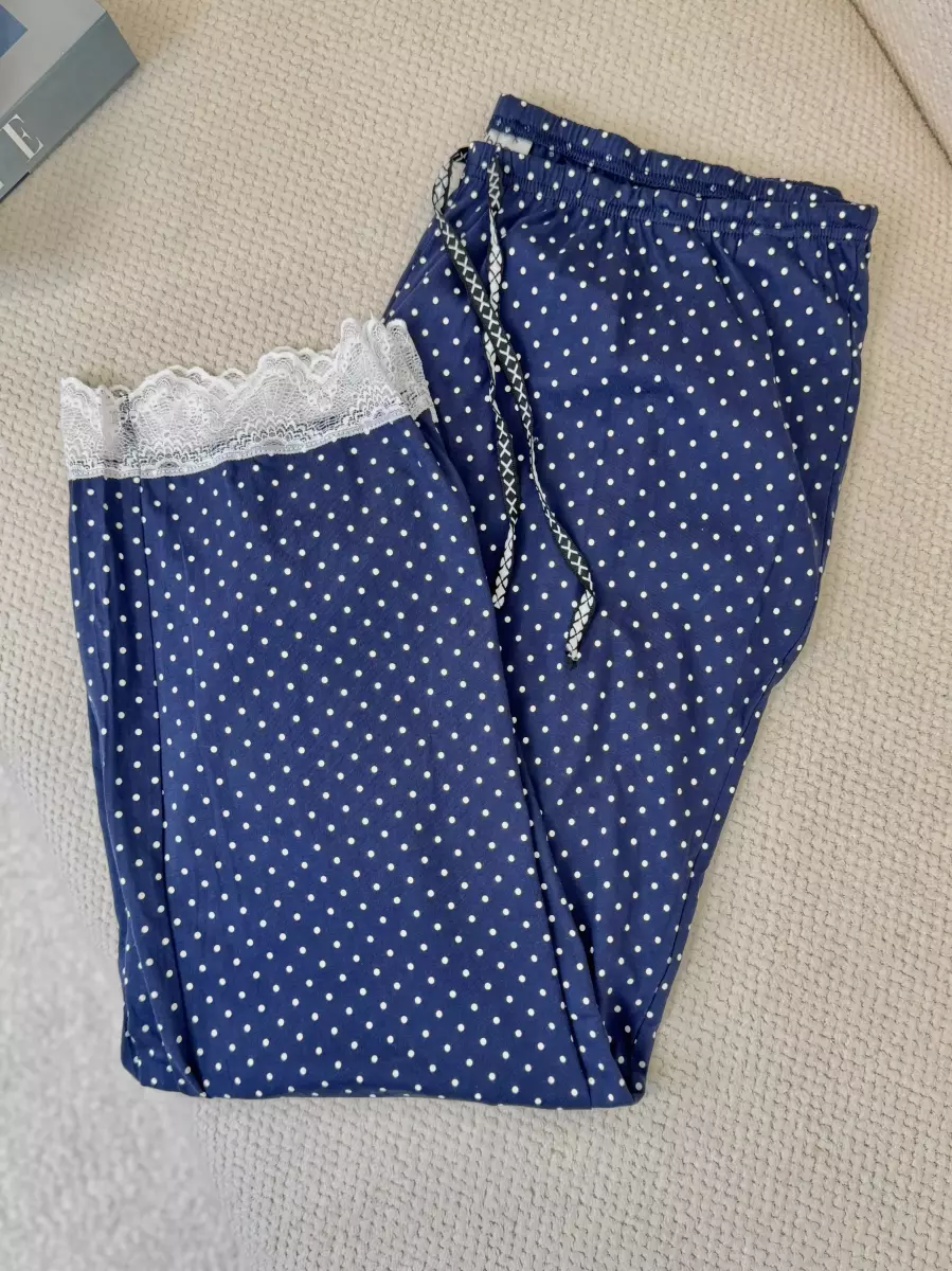 شلوار راحتی خال خالی سرمه ای