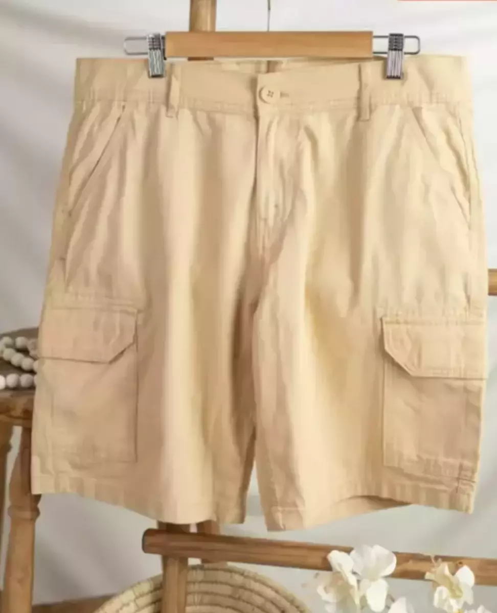 شلوارک مردانه کتان ( رنگ کرم)