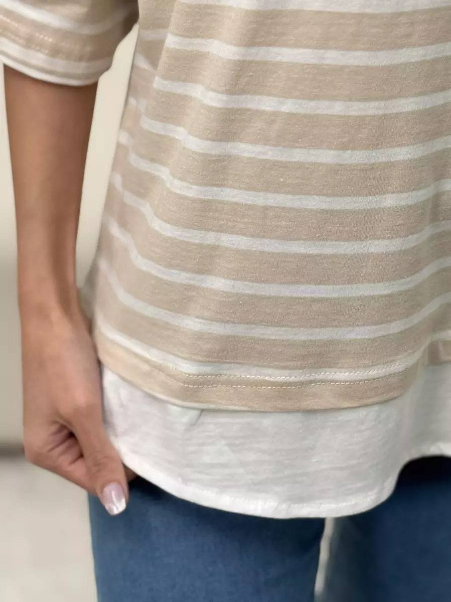 تیشرت باکسی پایین شومیزی راه راه