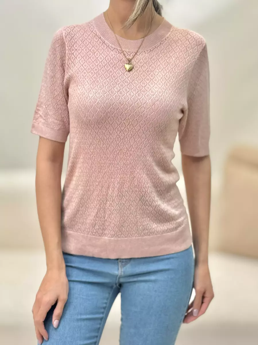 بافت آستین کوتاه گلبهی