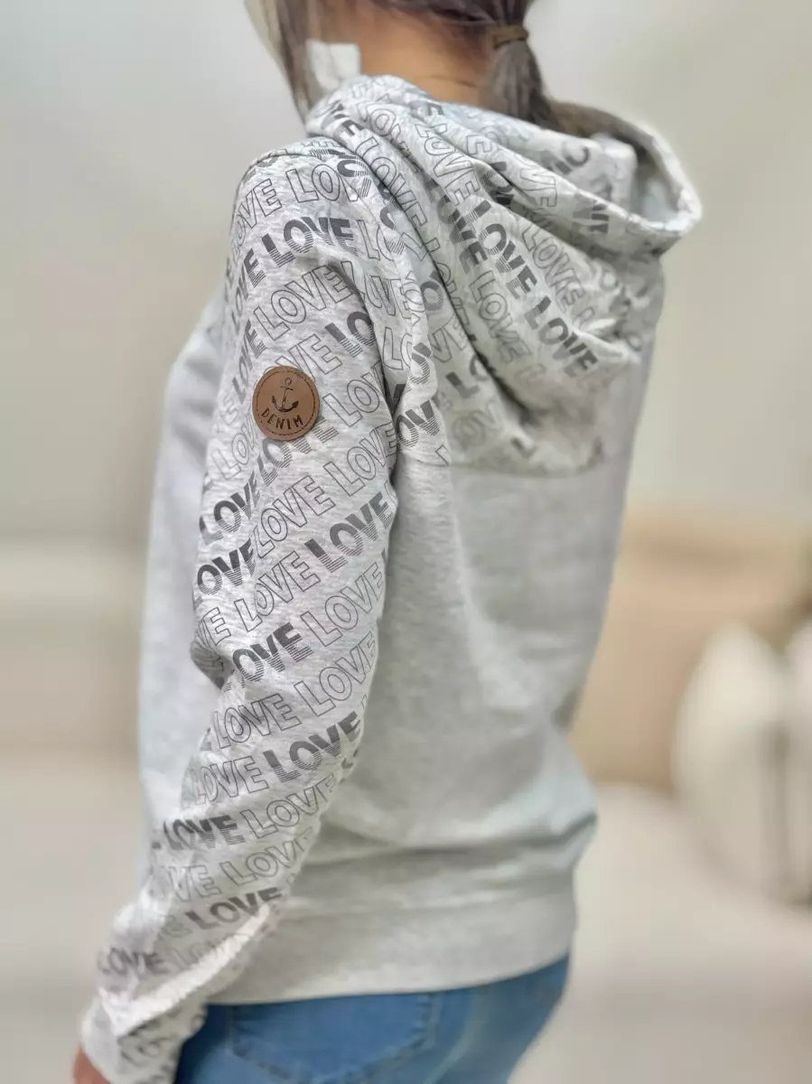 هودی نیم زیپ طوسی روشن