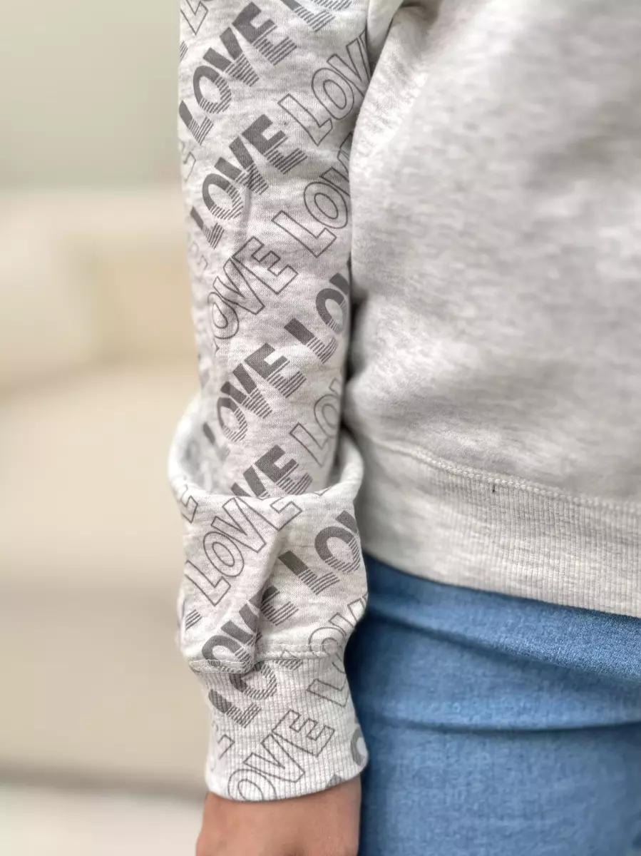 هودی نیم زیپ طوسی روشن