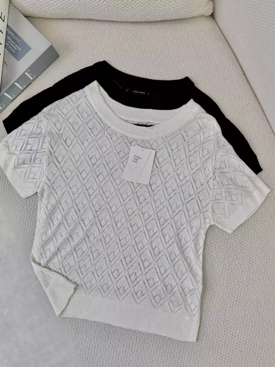 بافت کراپ سفید/مشکی