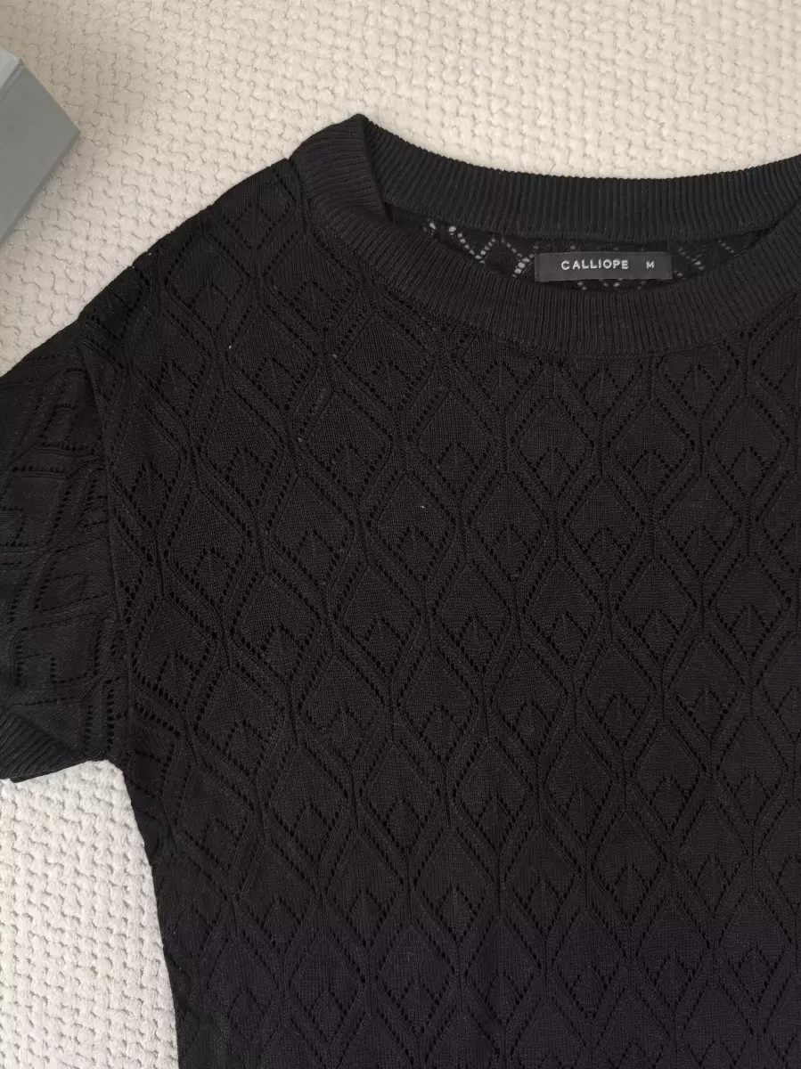 بافت کراپ سفید/مشکی