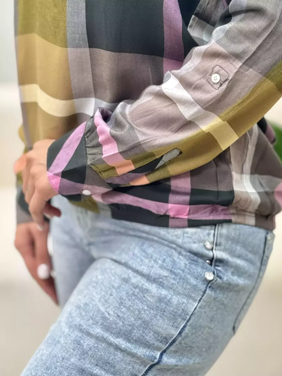 شومیز چهارخانه سبز