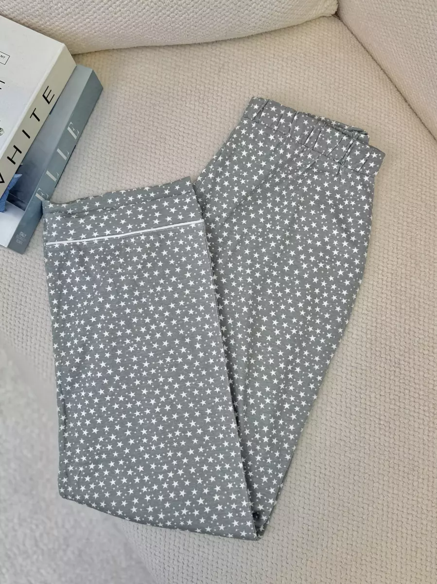 شلوار راحتی طوسی طرح ستاره